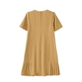 thumbnail image 3 of SROBPTY Dresses for Women Solid Short Sleeve Crew Neck Mid-Length Sundress for Party Wear, 3 of 5