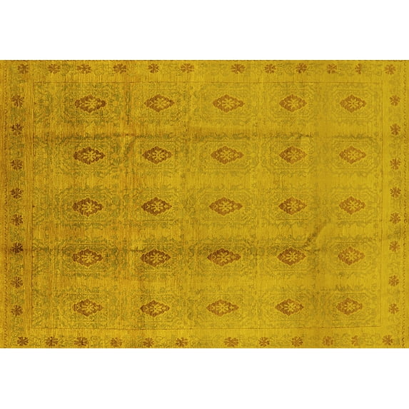 Ahgly Company Indoor Rectangle Oriental Yellow Industrial Area Rugs, 2' x 3'