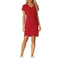 thumbnail image 2 of INSPIRE CHIC Women Nightshirt Short Sleeve T-Shirt Sleepshirt V Neck Nightgown Dress with Pockets XL Red, 2 of 6