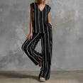 thumbnail image 5 of Levmjia Women Sets 2 Piece Outfits V Neck Sleeveless Striped Top High Waist Wide Leg Pants Pocket Set Summer Fashion Casual Loose Comfortable Travel Vacation Beachwear, 5 of 6