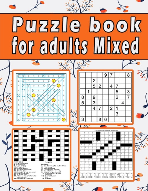wordsearch codewords and more in British English crossword Mixed Puzzle Book: Puzzle book for adults featuring big arrowwords kriss kross sudoku
