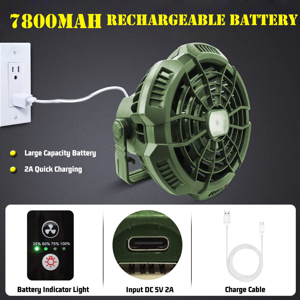 IC ICLOVER Outdoor Portable Tent Fan LED Light Rechargeable Hanging Camping Lantern + Remote