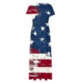 thumbnail image 4 of GaThRRgYP Women's Classic A-Line Short Sleeve Dress,Independence Day Ladies Fashion Women Short Sleeve Round-Neck Dress Printed Long Dresses Pocket Blue M, 4 of 5