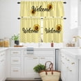 thumbnail image 3 of Welcome Sunflower Kitchen Curtains Valances and Tiers Set of 3 Yellow White Plaid Summer Style Tier Curtains and Valance with Rod Pocket for Small Windows, 27.5"x36", 3 of 9