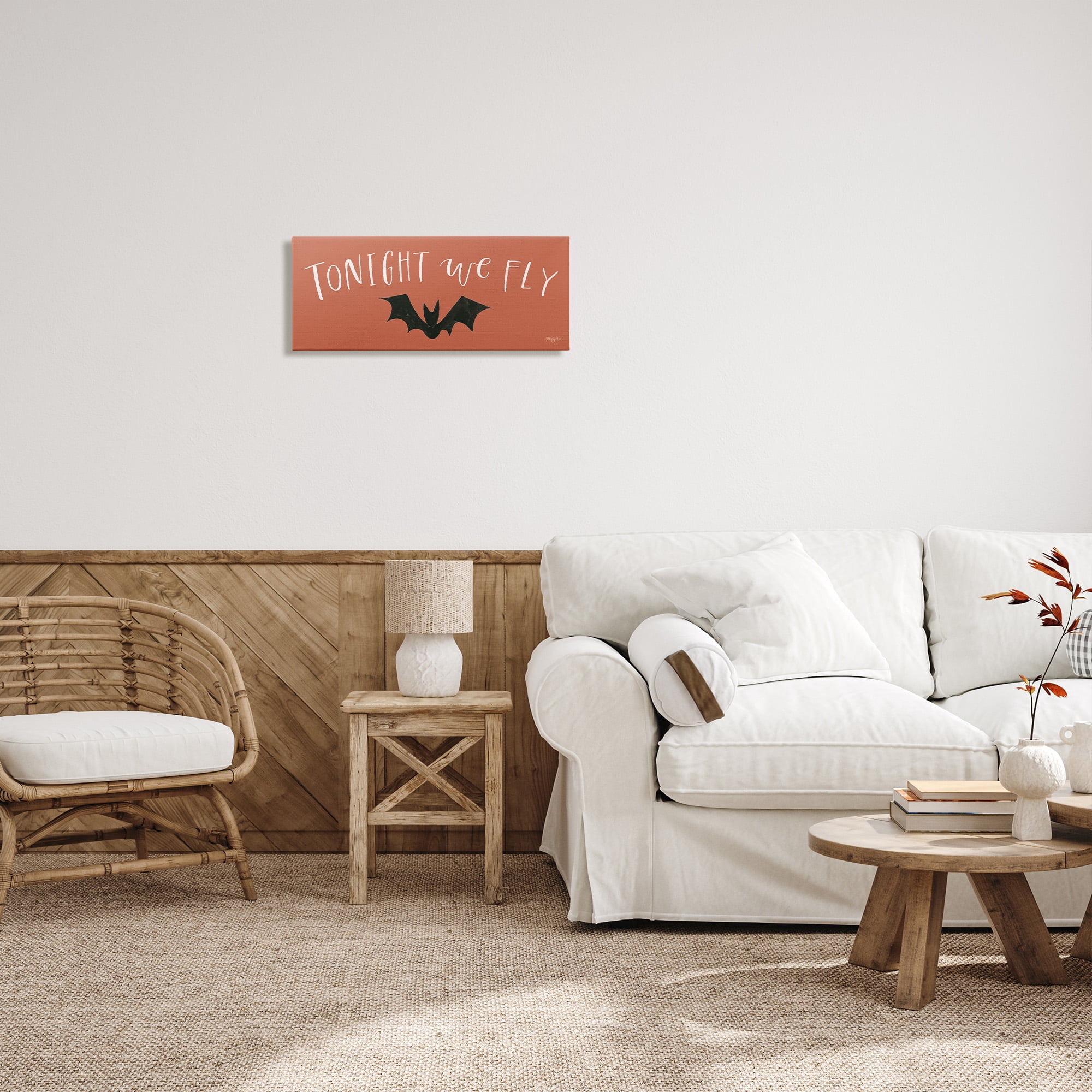 Stupell Industries Tonight We Fly Halloween Holiday Painting Gallery Wrapped Canvas Art Print Wall Art, 24 x 10