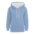 thumbnail image 3 of Charmgo Womens Hoodies Under $15, Women's Autumn Solid Color Loose Casual Long Sleeve Hooded Sweatshirt with Pocket Fall Sweaters for Women 2024, Blue Hoodies for Women M, 3 of 3