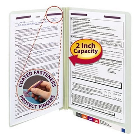 Smead 2" Expansion Folder, Two Fasteners, End Tab, Legal, Gray 25/Box