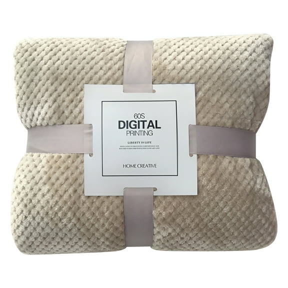 AUQ Soft Warm Plaid Fleece Bed Blanket Large Mesh Flannel Blankets Thick Breathable Comforter Full Size Blanket Yellow