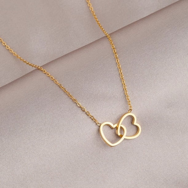 Collar de doble anillo de amor de nicho de lujo ligero, diseño de mujer, cadena de clavícula, estilo coreano, accesorios de collar de acero de titanio que combinan con todo