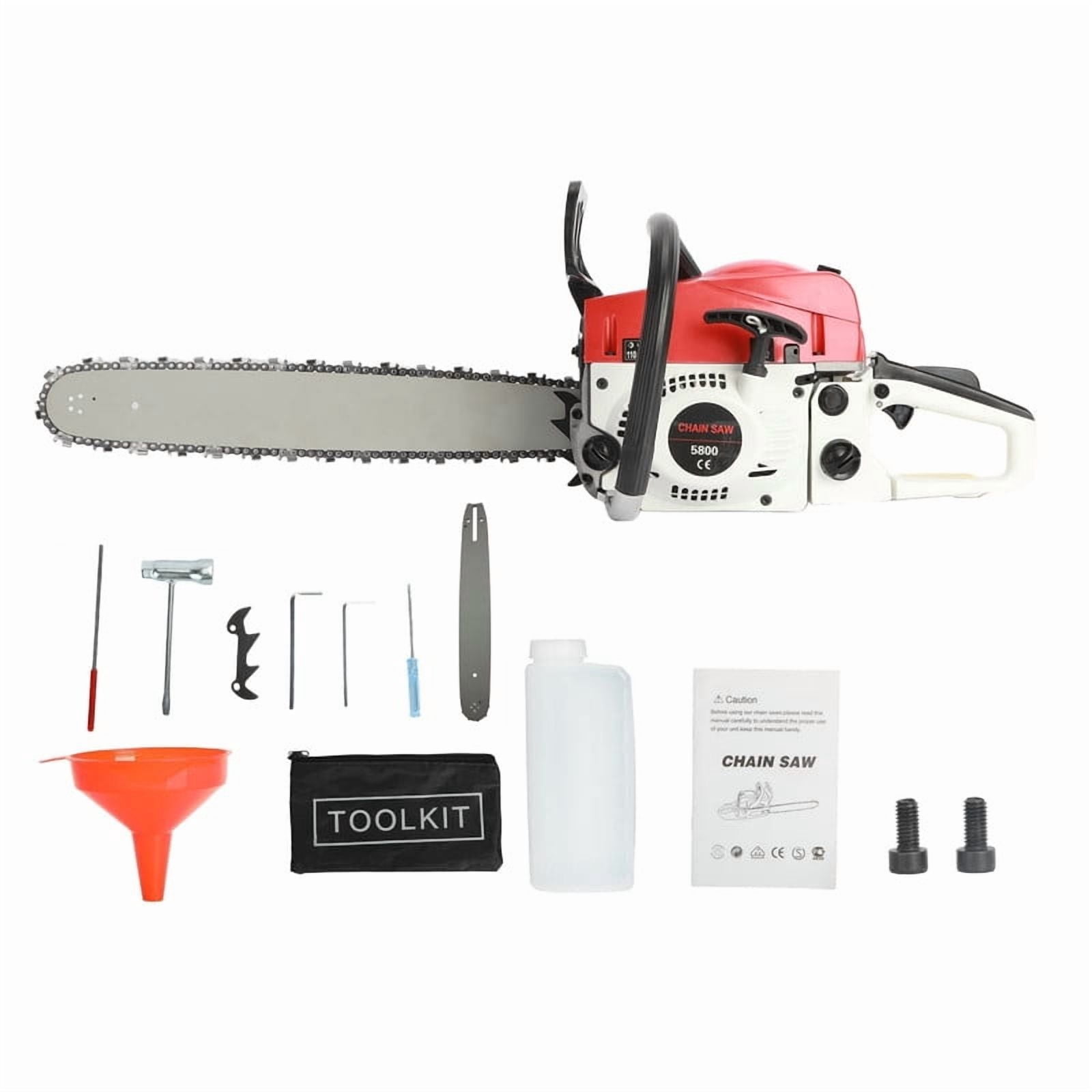 YNCE 20Inch Gas Chainsaw, 2-Stroke 58CC Gasoline Powered Chainsaw Cutting Wood Gas Sawing Chain Saw, 3.2HP Cordless Manual Starting for Forest Wood Garden and Farm Cutting Use