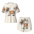 thumbnail image 2 of Yiaed Brown Cat Cartoon Print Short Sleeve Pajama Sets for Women Casual Crew Neck 2 Piece Lounge Sets Women's Short-Sleeved Pajama-4X-Large, 2 of 5