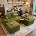 thumbnail image 5 of Ovios 106" Cloud Sofa Couch No Assembly Boneless Deep Seat Sofa with Ottoman for Living Room, Green(Sherpa), 5 of 11