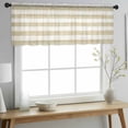 thumbnail image 2 of Cream Striped Valance Curtains for Kitchen/Living Room/Bathroom/Bedroom Window, Rod Pocket Small Topper Half Short Window Curtains Voile Sheer Scarf, Farmhouse Vintage Brown Stripes 42"x18", 2 of 8