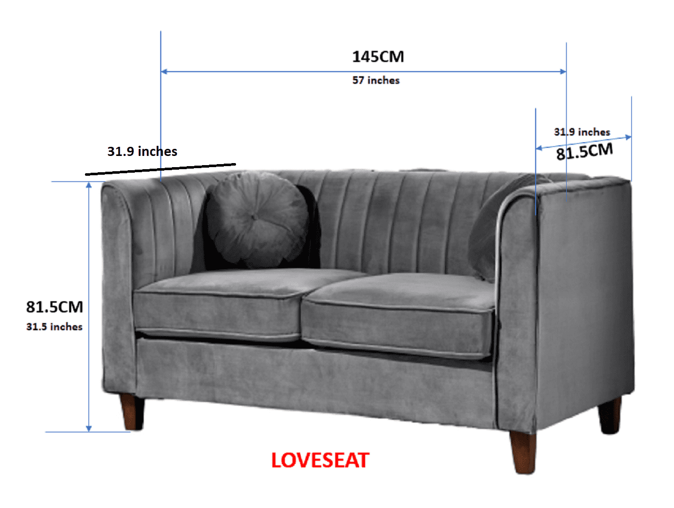 Uspridefurniture Arcola 55'' Velvet Rolled Arm Loveseat, Beige