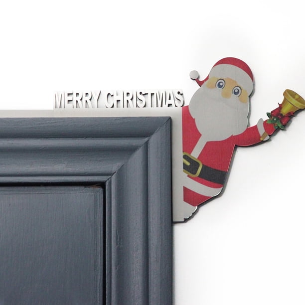 Christmas Door Frame Decoration Santa Claus Wooden Ornament Elk Xmas Decor