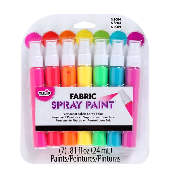 Tulip Fabric Spray Paint Neon Mini 7-Pack - Permanent Neon Fabric Paint Set for Clothing & DIY Projects