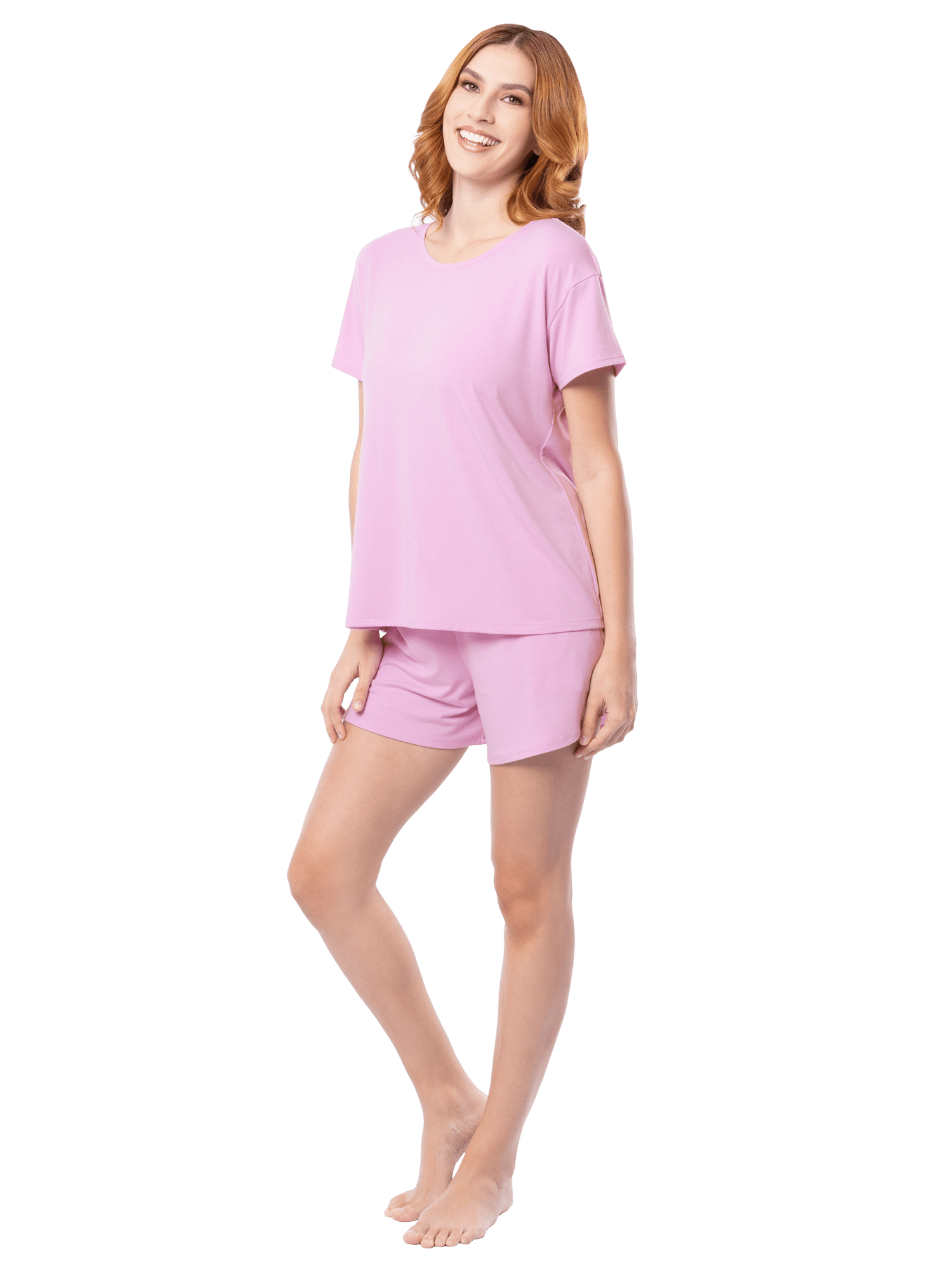 Fruit of the Loom Women's Soft and Breathable Short Sleeve Crew Top & Pajama Short Set, Sizes S-4X