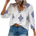 thumbnail image 2 of Aloohaidyvio Long Sleeve Tops,Women's Fashion Printed Fashion Printed 3/4 Sleeve V-neck Top, 2 of 3