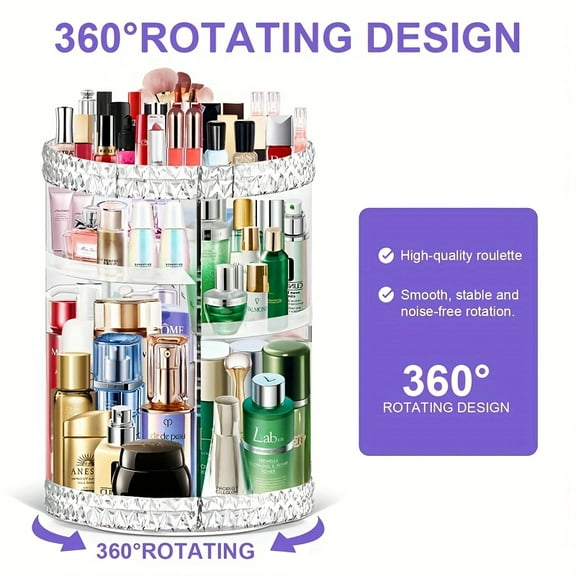 360 Rotating Makeup Organizer Large Capacity Cosmetics Organizer Beauty Organizer Clear Cosmetic Storage Display Case with 8 Layers And Detachable Shelves for Bedroom Dresser