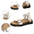 thumbnail image 5 of Rokment Womens Orthopedic Cork Footbed Walking Sandals Comfortable Leather Buckle Fisherman Dress Sandals Platform Flat Low Heels Beach Summer Footwear White Size 7, 5 of 7