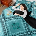 thumbnail image 4 of jejeloiu Vintage Aztec Rhombus 7-Piece Twin Bedding Sets,Cyan Bohemian Triangle Bedding Comforter Set,Boho Tribal Geometric Sheet Sets For Kids,Luxury Bedroom Decor Reversible, 4 of 8