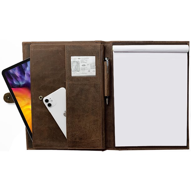 Leather Portfolio Business Padfolio Organizer Notebook Holder, Resume