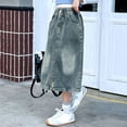thumbnail image 5 of XINXIAOO Kids Girls Denim Skirt Summer Elastic Waist Denim Mini Skirt Girls Skirts Size 7-8 Years, 5 of 9