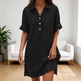 thumbnail image 2 of Eawtki Women's Collared Short Sleeve Mini Dress Half Button With Pocket Loose Fit Casual Summer Linen Blend Shirt Dress, 2 of 6