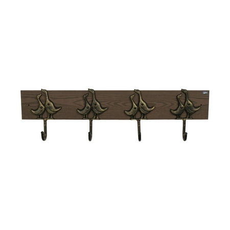 

FantasHome 24 Cast Iron Wall Mounted Hook Rack with 4 Hooks - Duck Gold & Black
