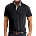 thumbnail image 1 of Men's Shirts - Product Classification Men'S Shirts Product Title Male Summer And Spring Solid Color Lapel Short Sleeve Button Neck Striped Oversized T Shirt Top, 1 of 5