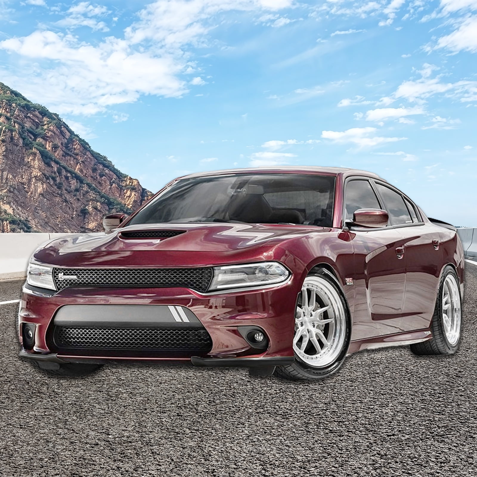Ikon Motorsports Compatible with 15-23 Dodge Charger SRT Scat Pack Front Bumper Lip Splitter Matte Black