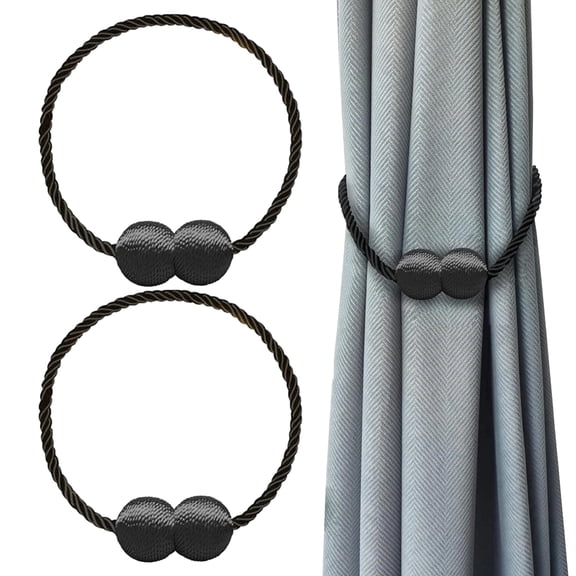 Black Magnetic Curtain Tiebacks (2 Pack) - Elegant Decor for Bedroom & Office