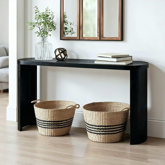 GVN Console Table, Entryway Table, 60" Thick Top Entryway Table with Curved Legs for Sofas, Entryway (Black)