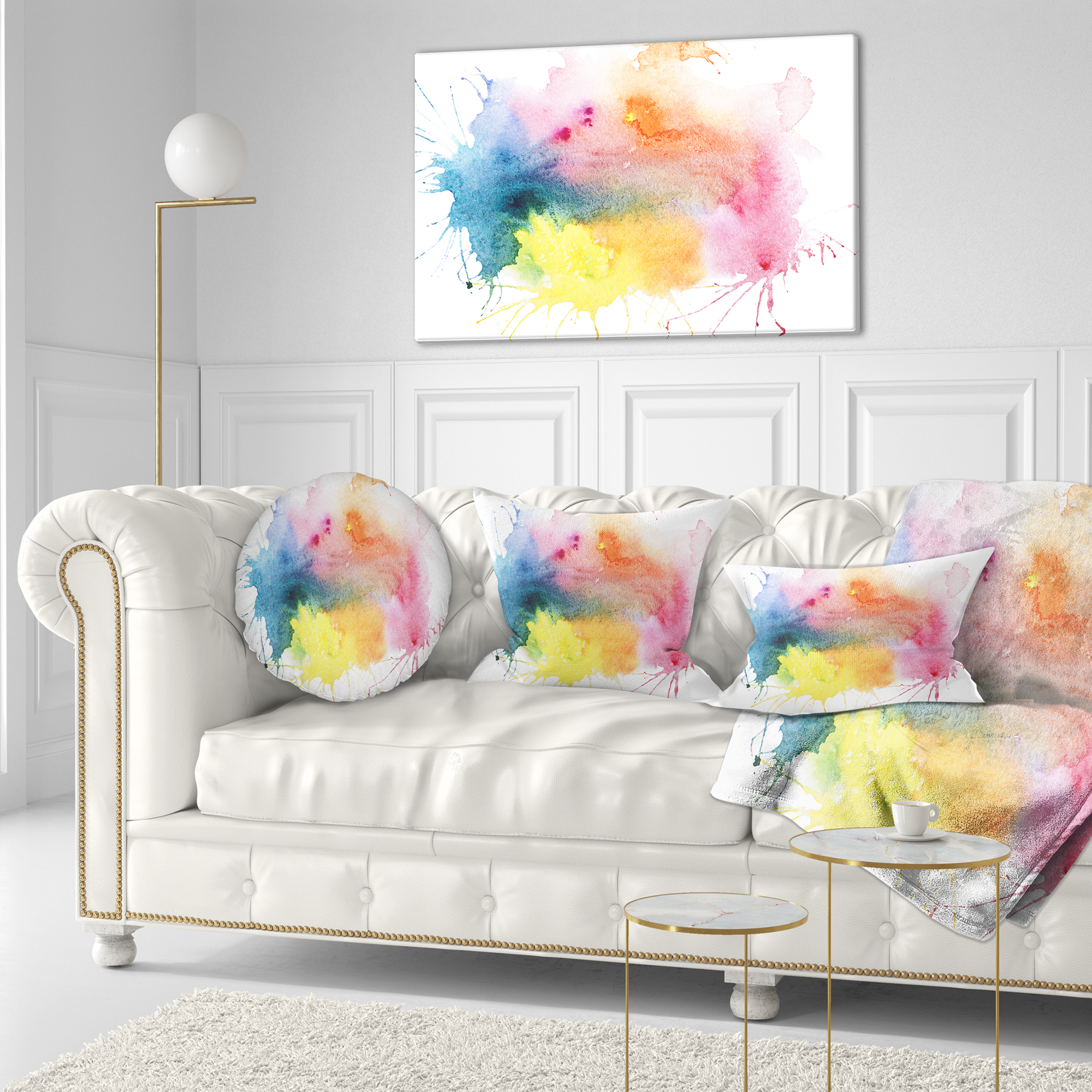 Designart Abstract Blots Aquarelle Art - Abstract Throw Pillow - 12x20