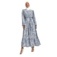 thumbnail image 2 of White - Blue - Floral - Shawl - Crew neck - Fully Lined - Modest Dress - Refka, 2 of 5