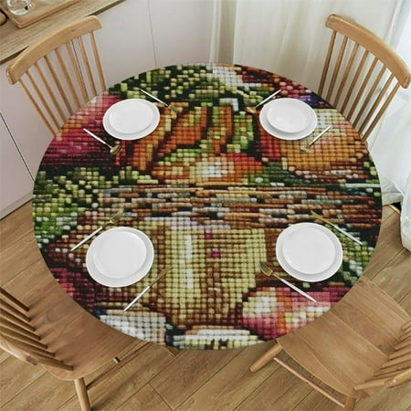 

BCIIG Harvest Fall Vibrancy Round Table Cover Stain Resistant Washable Indoor Outdoor Tablecloth Kitchen Dining Wedding Parties Waterproof 100% Polyester Fiber 46-50