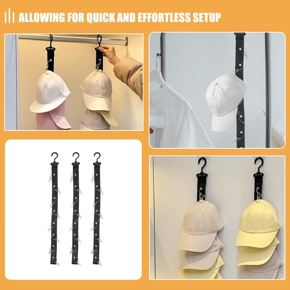 HONMEET 3-Piece PVC Hat Hanging Storage Rack Vertical Organizer with Simple Installation for Men and Women Gym Use
