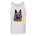 thumbnail image 2 of Wild Bobby, Colorful Happy German Shepherd Dog Animal Lover Mens Graphic Tank Top, White, Large, 2 of 3