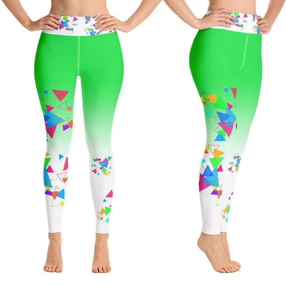 White & Green Yoga Pants for Women Yoga Leggings for Women Butt Lift Tummy Control Green Workout Leggings
