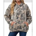 thumbnail image 1 of Sudadera con capucha deportiva de gran tamaño con estampado de hojas de arce y bolsillos para mujer nueva de otoño, 1 of 5