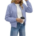thumbnail image 5 of Dezsed Women's Casual Zip Up Bomber Jacket Lightweight Long Sleeve Windbreaker Coat Thin Sports Outerwear Spring Fall Clothes with Pockets Purple M, 5 of 6