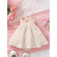 thumbnail image 5 of FEORJGP Kids Baby Girl Summer Romper Dress 0-2Y Toddler Sleeveless Jumpsuit A-line Dress Solid Color Ruched Slip Dress Cute Bow High Waist Princess Dress for Newborn Cute Sweet Clothes, 5 of 9