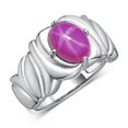 thumbnail image 3 of RYLOS Bagues pour Femmes Bague en Argent Sterling Solitaire 9X7MM Pierre Précieuse Ovale avec Bande Finition Satinée Étoile de Juillet Rubis Bijoux Taille 8, 3 of 7