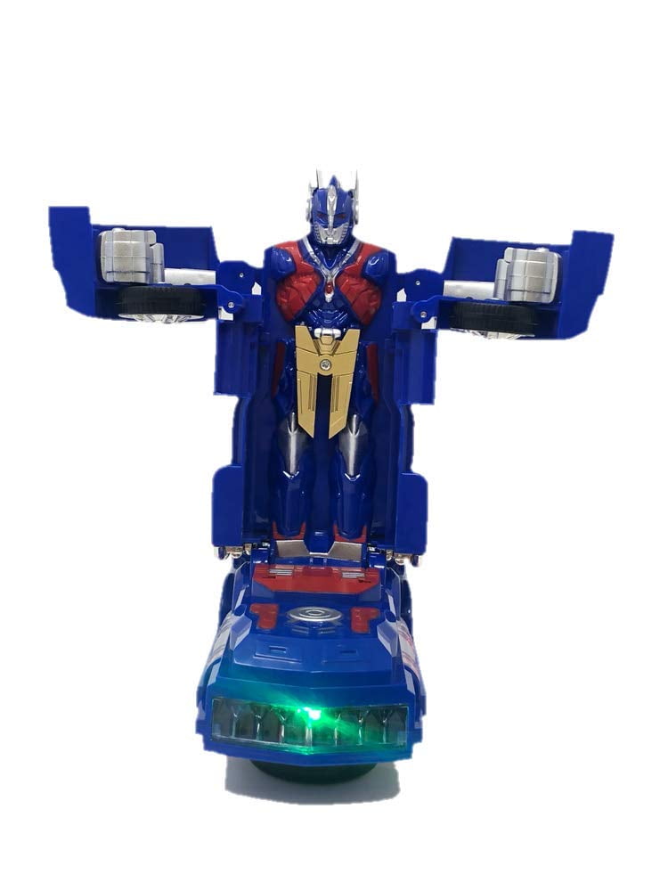 TRANSFORMER BATTERY OPERATED OPTIMUS PRIME Robot Truck Toy LED Sounds Bump & Go 