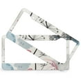 thumbnail image 2 of 2 Pcs Set Dandelion Flowers And Dragonflies License Plate Frame Wildflowers Floral Herbs Antique Botanical Car Tags Frames Holder Metal 2 Round Holes for Women, 2 of 6