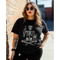 thumbnail image 3 of Women's Graphic T-Shirt Black 3XL Women's Tops Funny Skeleton and Cat Crew Neck Short Sleeve Shirts for Women, 3 of 3