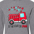 thumbnail image 4 of Inktastic Set My Heart on Fire Valentine Fire Truck with Hearts Long Sleeve T-Shirt, 4 of 5