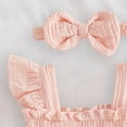 thumbnail image 5 of CAICJ98 Newborn Baby Girl Clothes Summer Smocked Romper Dress Ruffle Sleeve Jumpsuit And Headband Outfit Cute Baby Girl Clothing (Pink,6-12 Months), 5 of 7