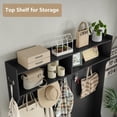 thumbnail image 2 of Hall Tree with Shoe Storage , Black Entryway Organizer with 7 Coat Hooks and Glass Door for Home, 2 of 7
