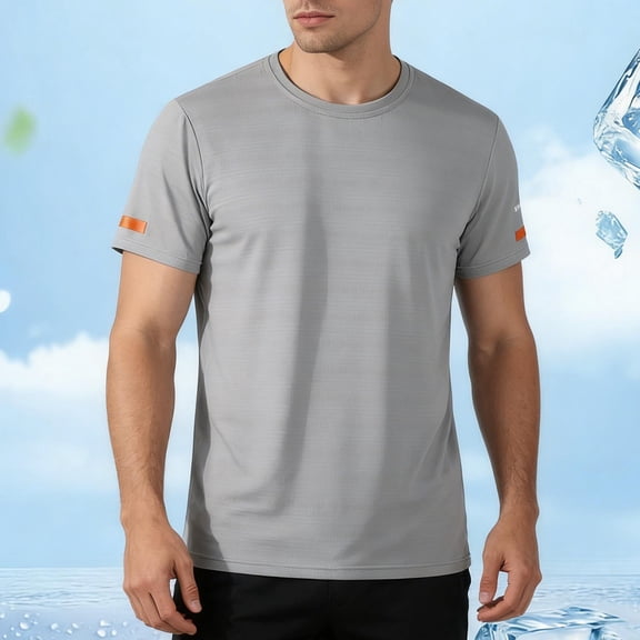 Mens Cooling Running T Shirts Big & Tall M-5X Plus Size Short Sleeve Crewneck Tees Tops Stretchy Slim Pullover Moisture-Wicking Workout Tshirts Shirt